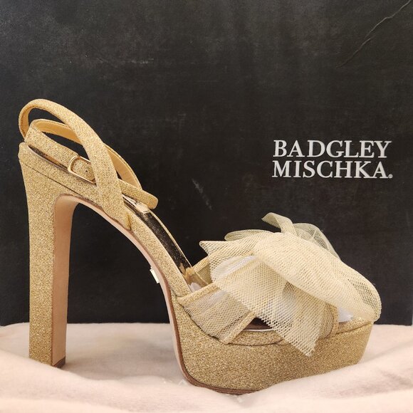 Badgley Mishcka Sophie Bow Platform Sandals. NIB. Size 6.5 - Picture 1 of 11